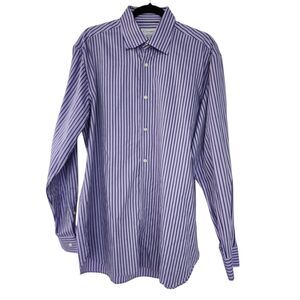 Culturata Roma Mens Dress Shirt Purple 17/ 43 Cotton Button Made In Italy EUC